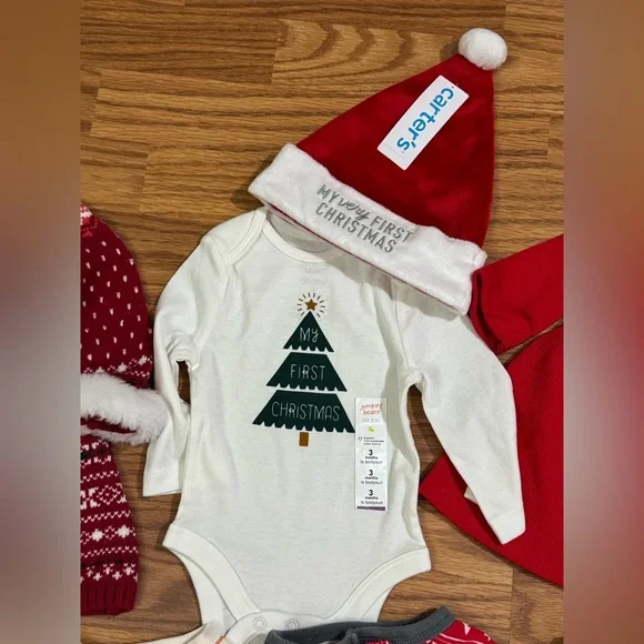 Old Navy Carter's Christmas Dress Reindeer Santa Snowman Bears Footie Pjs - Picture 3 of 8